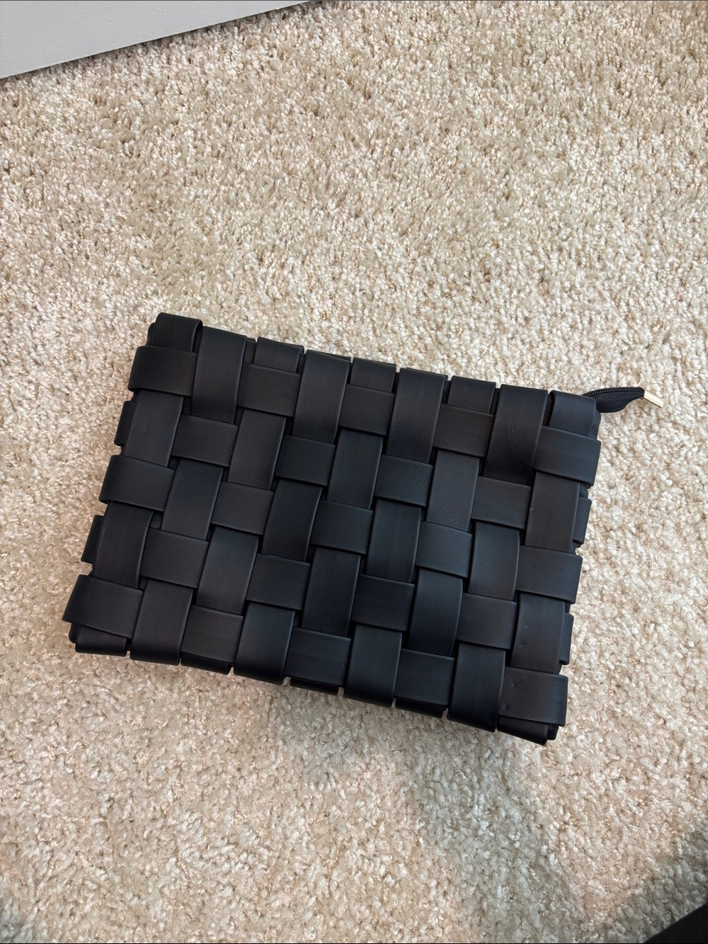 Anthropologie Black Woven Zip Clutch